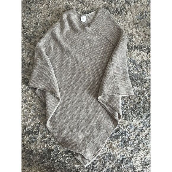 Sweaters - Fratelli Talli Beige Poncho Wool Alpaca Blend One Size Made In Italy Knit